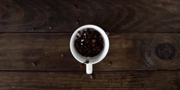 White coffee cup on a wood table