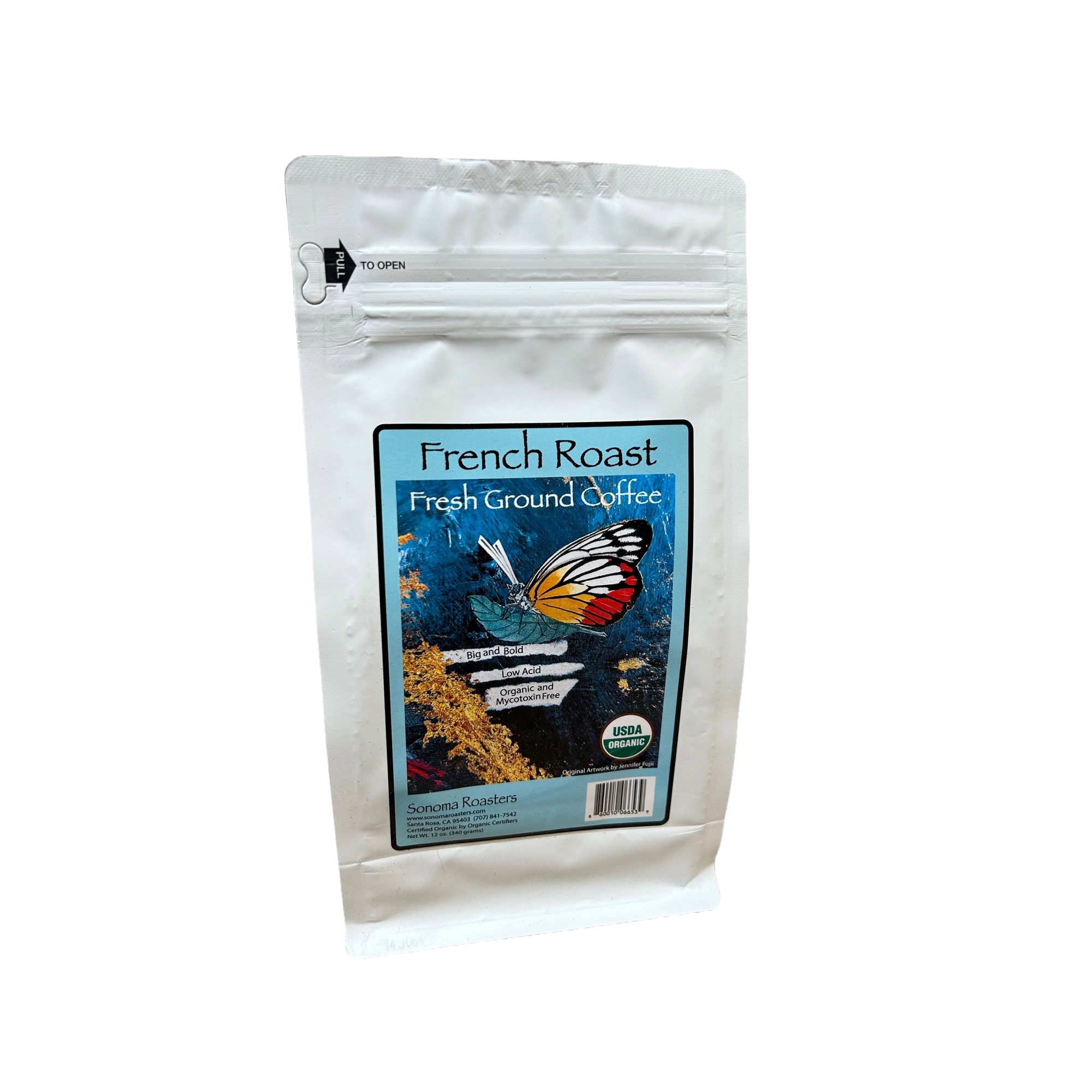 Sonoma French Roast dark roast private-label coffee bag, front view