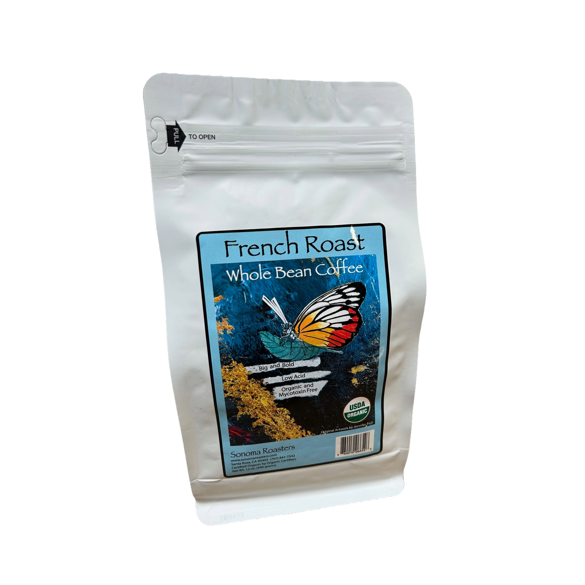 Sonoma French Roast dark roast private-label coffee bag, back view